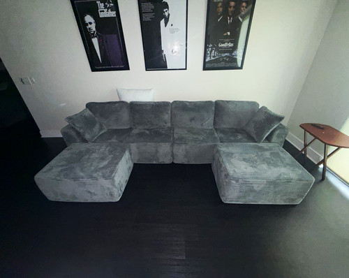 Gray contemporary sectional - contemporary,